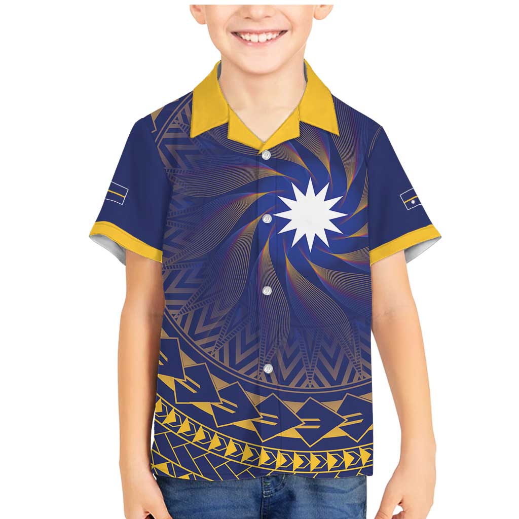 Nauru Angam Day Family Matching Mermaid Dress and Hawaiian Shirt Polynesian Tribal Pattern Unique Style LT05 Son's Shirt Blue - Polynesian Pride