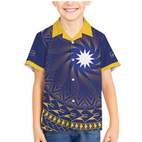 Nauru Angam Day Family Matching Mermaid Dress and Hawaiian Shirt Polynesian Tribal Pattern Unique Style LT05 Son's Shirt Blue - Polynesian Pride