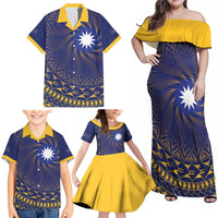 Nauru Angam Day Family Matching Off Shoulder Maxi Dress and Hawaiian Shirt Polynesian Tribal Pattern Unique Style LT05 - Polynesian Pride