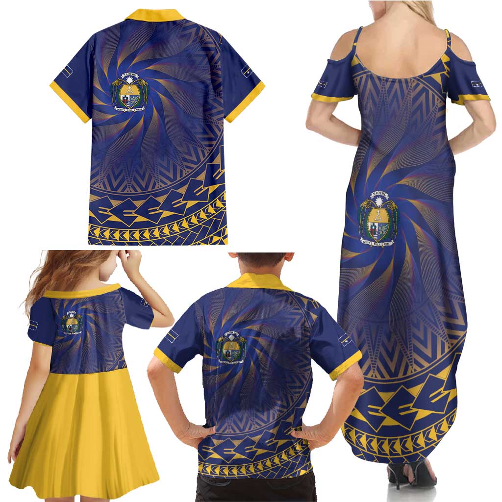 Nauru Angam Day Family Matching Summer Maxi Dress and Hawaiian Shirt Polynesian Tribal Pattern Unique Style LT05 - Polynesian Pride