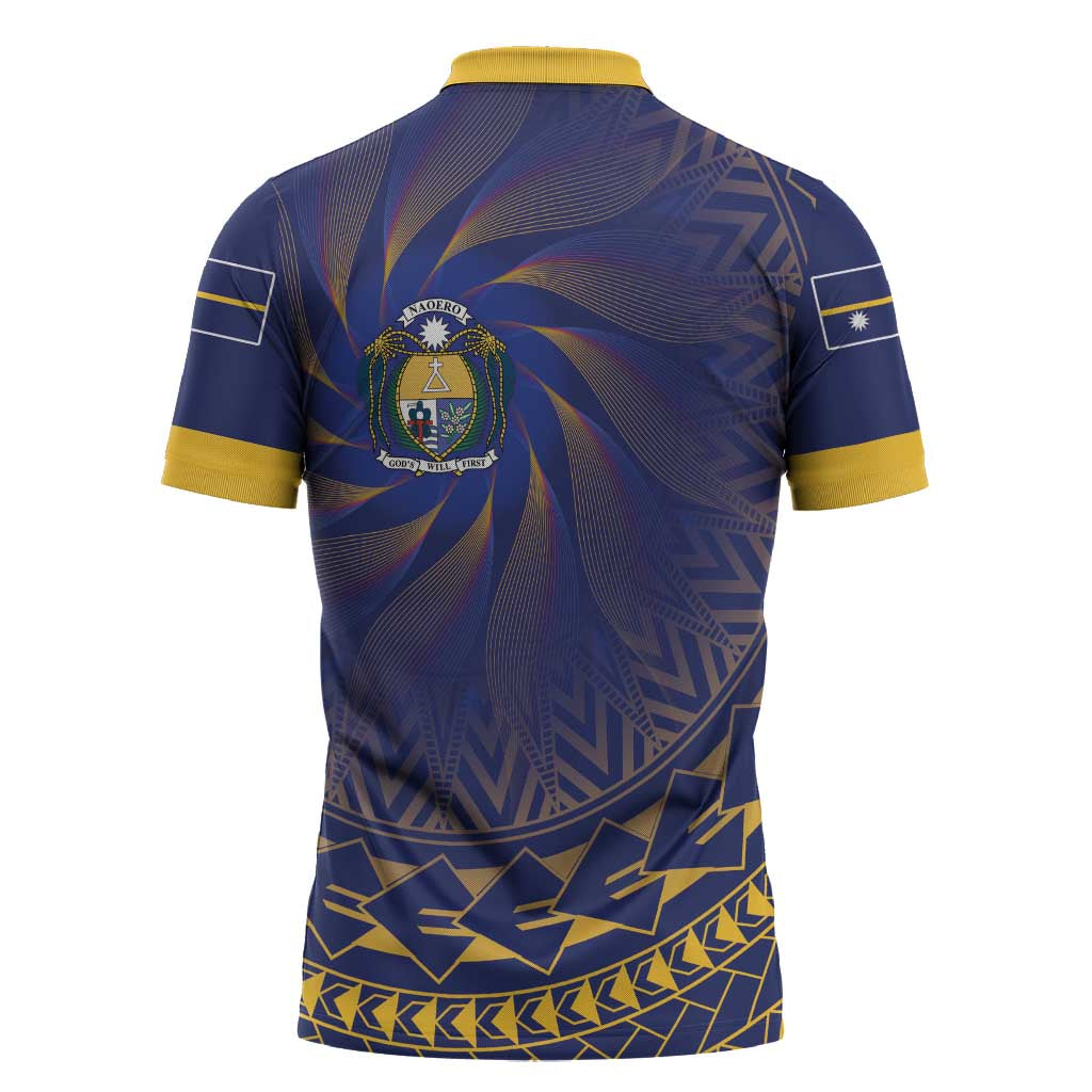 Nauru Angam Day Zipper Polo Shirt Polynesian Tribal Pattern Unique Style - Polynesian Pride