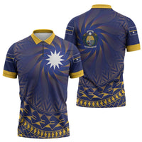 Nauru Angam Day Zipper Polo Shirt Polynesian Tribal Pattern Unique Style - Polynesian Pride