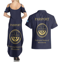 Personalised Federated States Of Micronesia Couples Matching Summer Maxi Dress and Hawaiian Shirt FSM Passport LT05 - Polynesian Pride