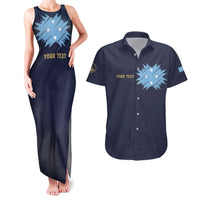 Personalised Federated States Of Micronesia Couples Matching Tank Maxi Dress and Hawaiian Shirt FSM Passport LT05 Navy - Polynesian Pride
