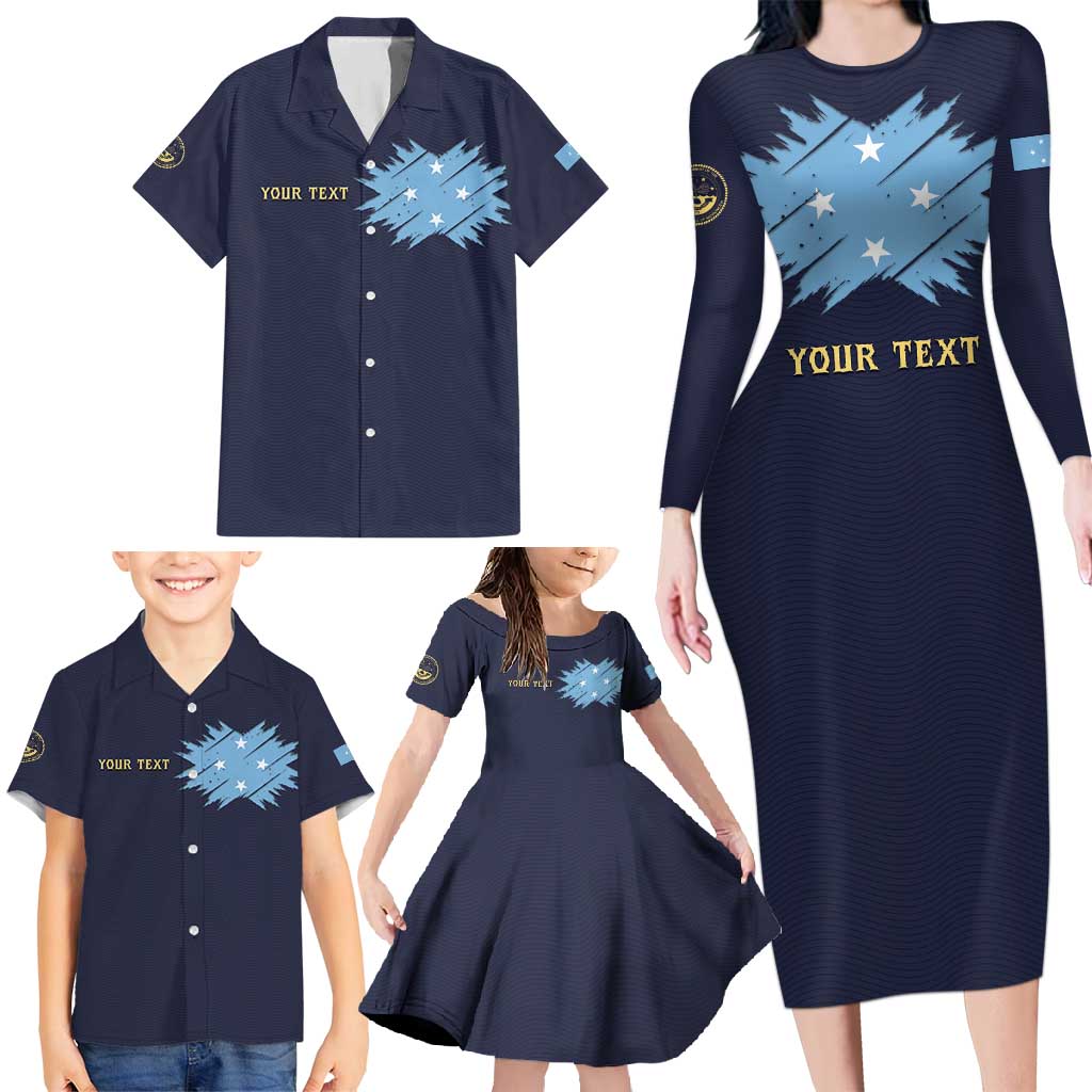 Personalised Federated States Of Micronesia Family Matching Long Sleeve Bodycon Dress and Hawaiian Shirt FSM Passport LT05 - Polynesian Pride