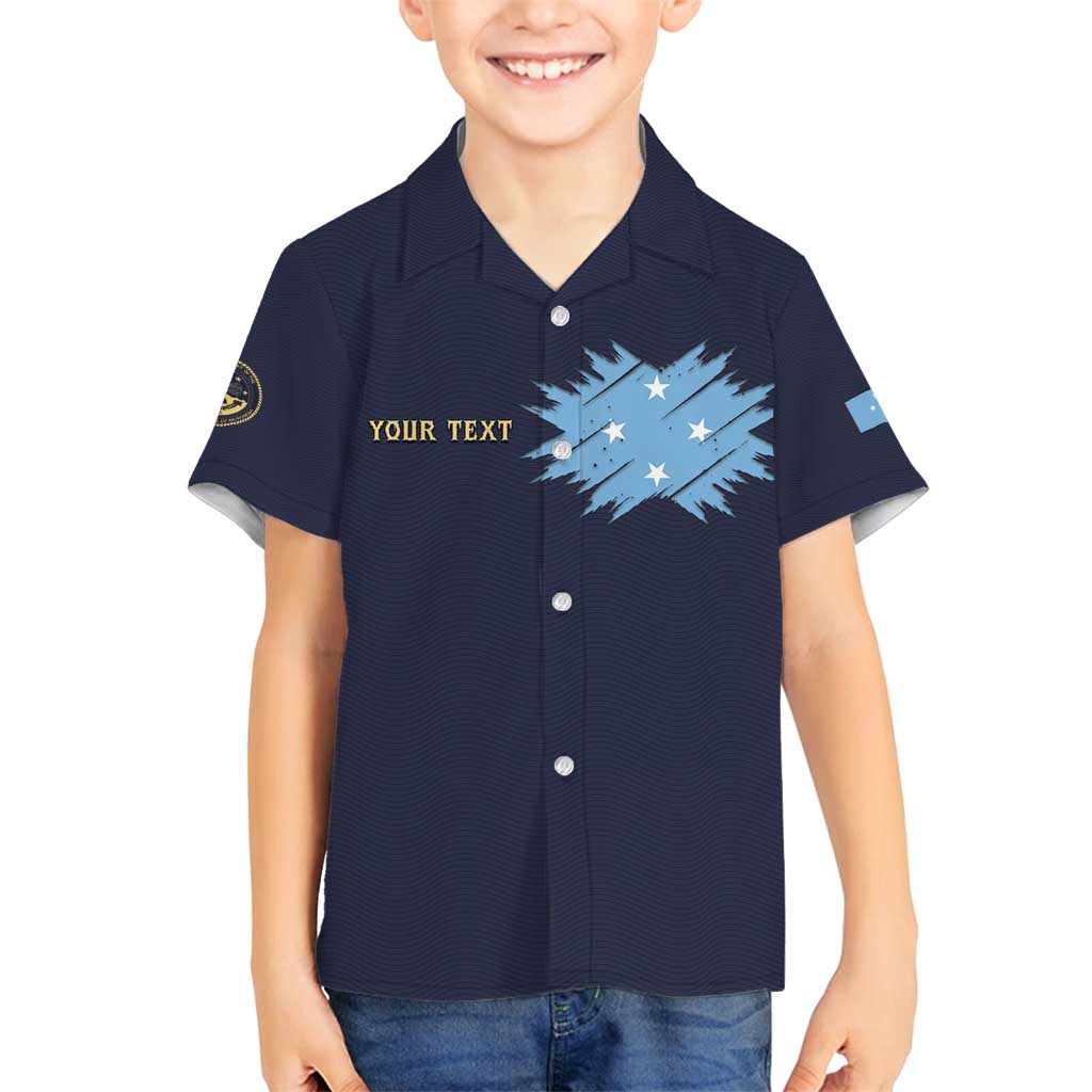 Personalised Federated States Of Micronesia Family Matching Off Shoulder Maxi Dress and Hawaiian Shirt FSM Passport LT05 Son's Shirt Navy - Polynesian Pride