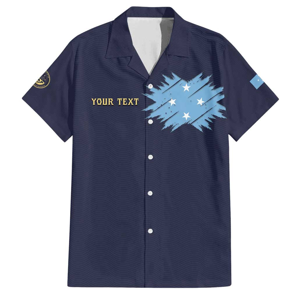 Personalised Federated States Of Micronesia Family Matching Off Shoulder Short Dress and Hawaiian Shirt FSM Passport LT05 Dad's Shirt - Short Sleeve Navy - Polynesian Pride