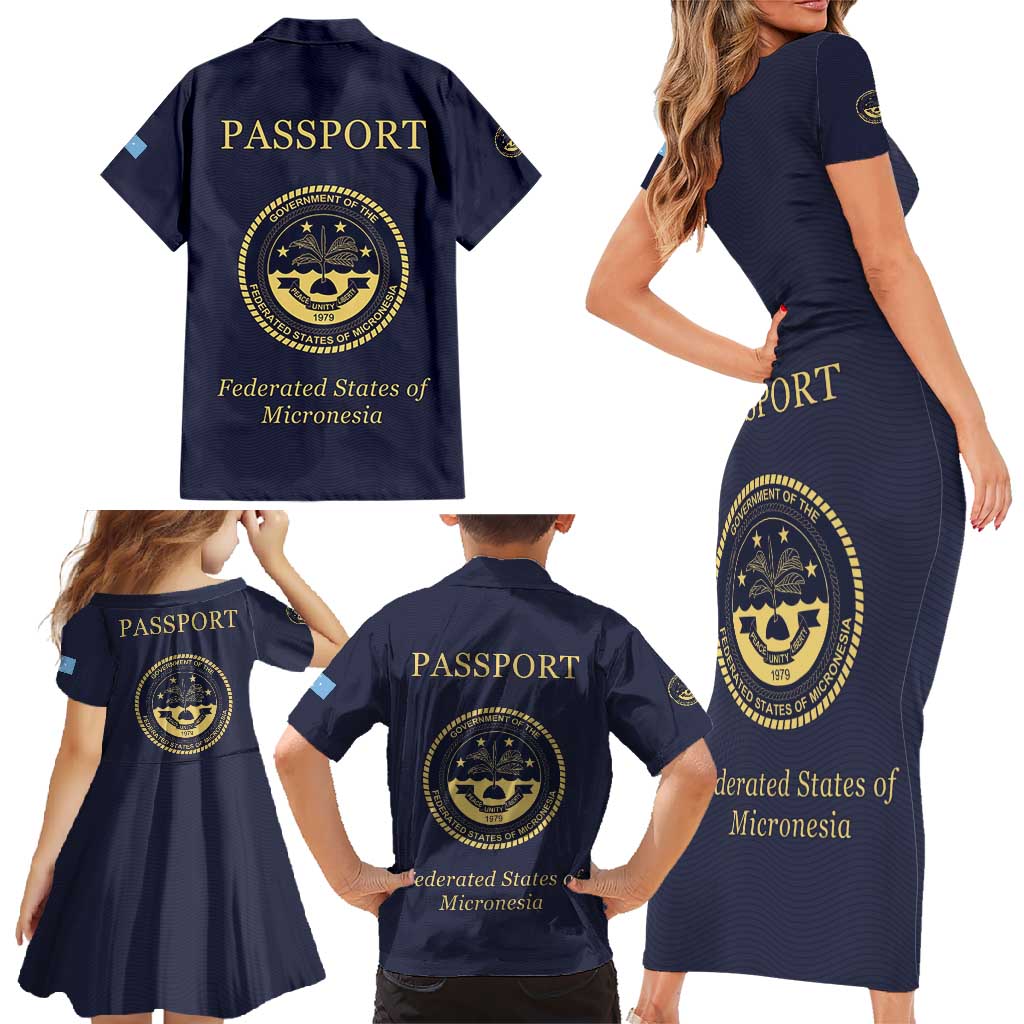 Personalised Federated States Of Micronesia Family Matching Short Sleeve Bodycon Dress and Hawaiian Shirt FSM Passport LT05 - Polynesian Pride