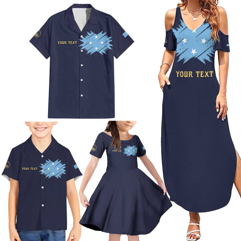 Personalised Federated States Of Micronesia Family Matching Summer Maxi Dress and Hawaiian Shirt FSM Passport LT05 - Polynesian Pride