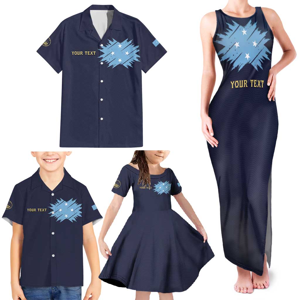 Personalised Federated States Of Micronesia Family Matching Tank Maxi Dress and Hawaiian Shirt FSM Passport - Polynesian Pride