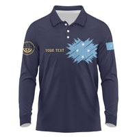 Personalised Federated States Of Micronesia Long Sleeve Polo Shirt FSM Passport LT05 Navy - Polynesian Pride