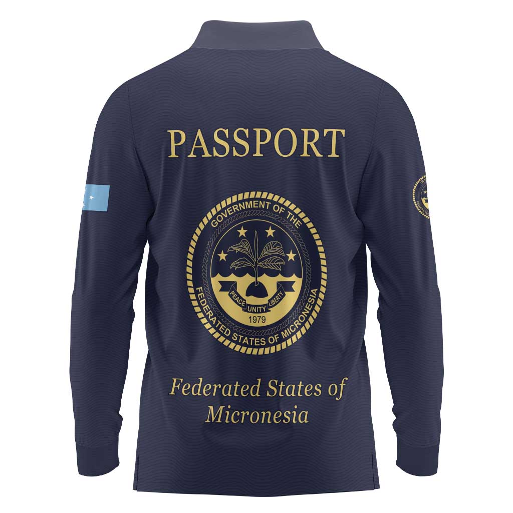 Personalised Federated States Of Micronesia Long Sleeve Polo Shirt FSM Passport LT05 - Polynesian Pride