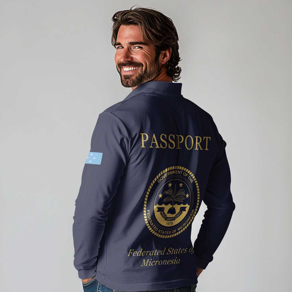 Personalised Federated States Of Micronesia Long Sleeve Polo Shirt FSM Passport LT05 - Polynesian Pride