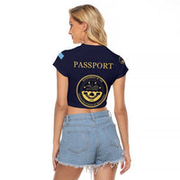 Personalised Federated States Of Micronesia Raglan Cropped T Shirt FSM Passport LT05 - Polynesian Pride