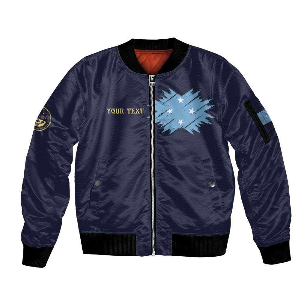 Personalised Federated States Of Micronesia Sleeve Zip Bomber Jacket FSM Passport - Polynesian Pride