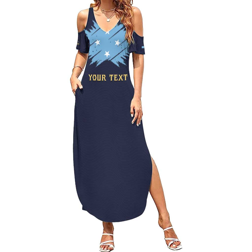 Personalised Federated States Of Micronesia Summer Maxi Dress FSM Passport LT05 Women Navy - Polynesian Pride
