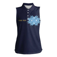 Personalised Federated States Of Micronesia Women Sleeveless Polo Shirt FSM Passport LT05 Female Navy - Polynesian Pride