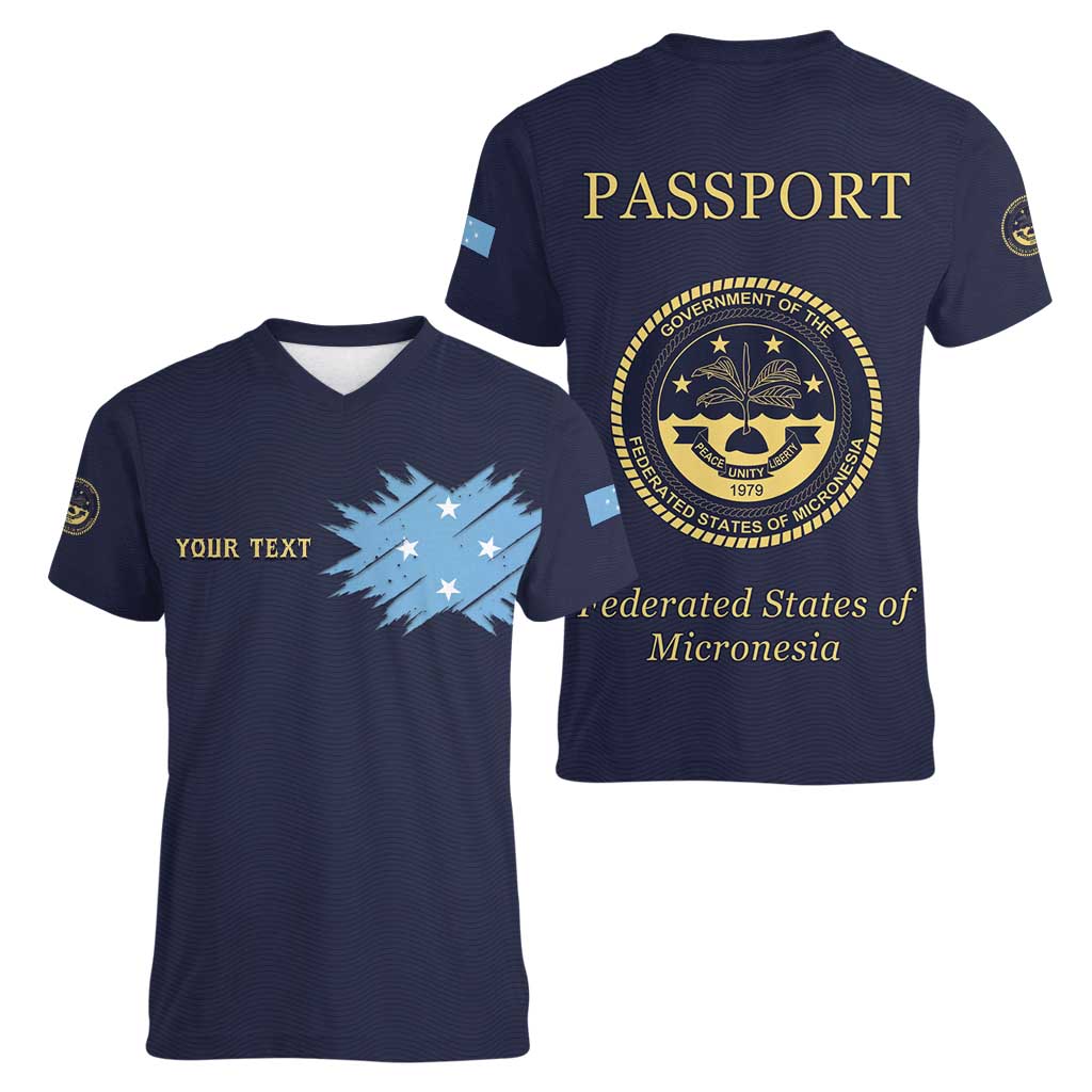 Personalised Federated States Of Micronesia Women V-Neck T-Shirt FSM Passport LT05 - Polynesian Pride