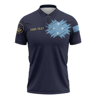 Personalised Federated States Of Micronesia Zipper Polo Shirt FSM Passport LT05 Navy - Polynesian Pride