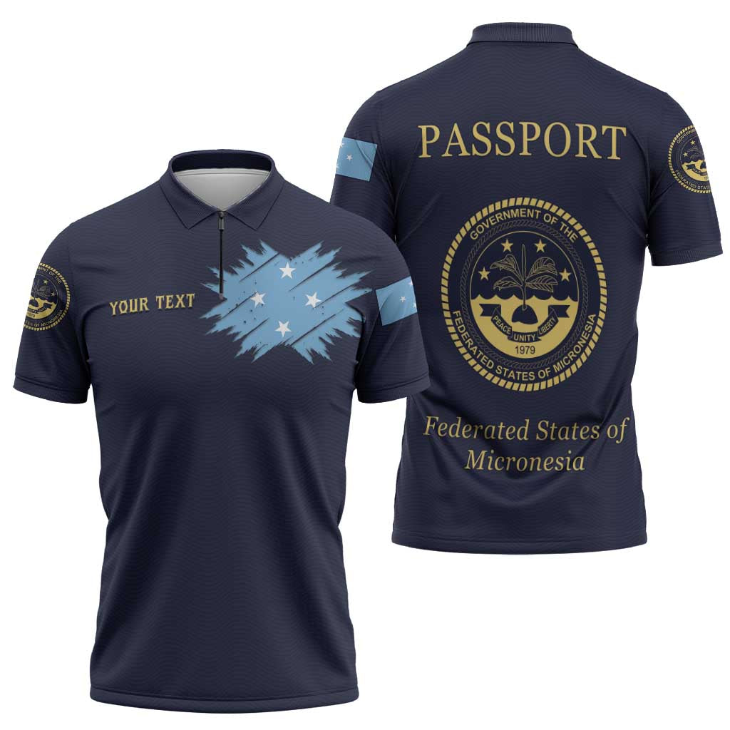 Personalised Federated States Of Micronesia Zipper Polo Shirt FSM Passport LT05 - Polynesian Pride