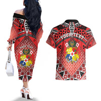 Personalised Tonga Constitution Day Couples Matching Off The Shoulder Long Sleeve Dress and Hawaiian Shirt 150 Years Jubilee LT05 - Polynesian Pride