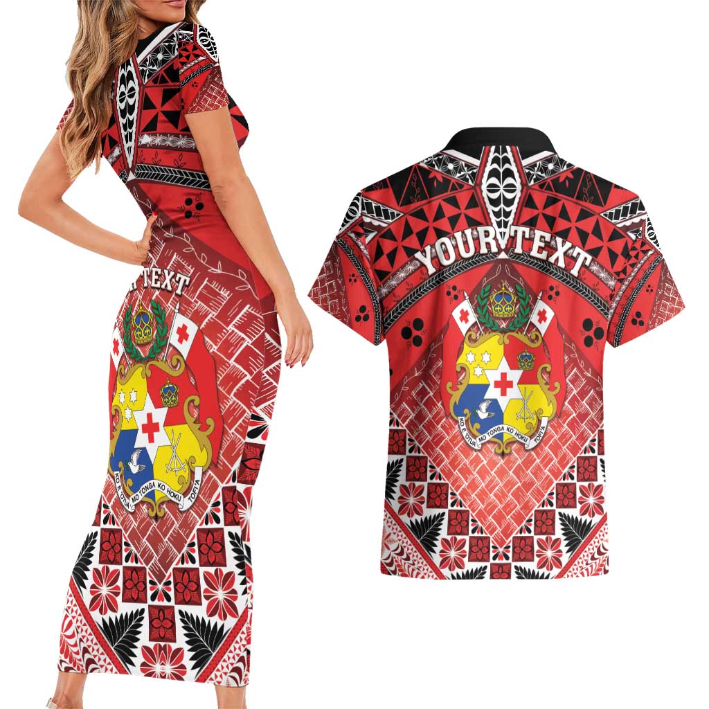 Personalised Tonga Constitution Day Couples Matching Short Sleeve Bodycon Dress and Hawaiian Shirt 150 Years Jubilee LT05 - Polynesian Pride