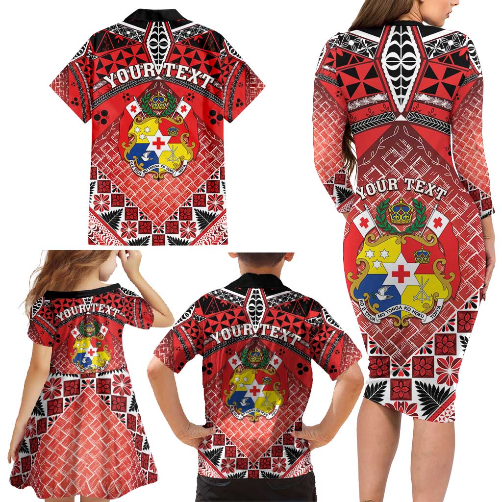 Personalised Tonga Constitution Day Family Matching Long Sleeve Bodycon Dress and Hawaiian Shirt 150 Years Jubilee LT05 - Polynesian Pride