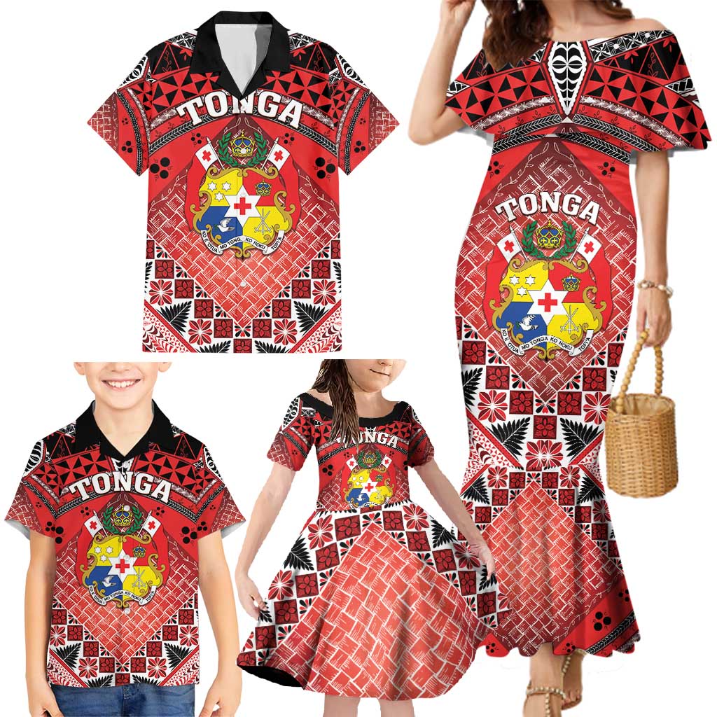 Personalised Tonga Constitution Day Family Matching Mermaid Dress and Hawaiian Shirt 150 Years Jubilee LT05 - Polynesian Pride