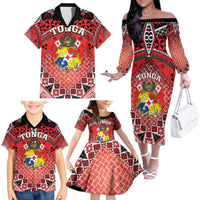 Personalised Tonga Constitution Day Family Matching Off The Shoulder Long Sleeve Dress and Hawaiian Shirt 150 Years Jubilee LT05 - Polynesian Pride