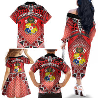 Personalised Tonga Constitution Day Family Matching Off The Shoulder Long Sleeve Dress and Hawaiian Shirt 150 Years Jubilee LT05 - Polynesian Pride