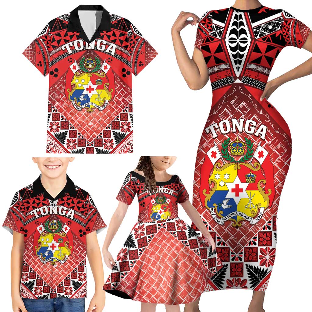 Personalised Tonga Constitution Day Family Matching Short Sleeve Bodycon Dress and Hawaiian Shirt 150 Years Jubilee LT05 - Polynesian Pride