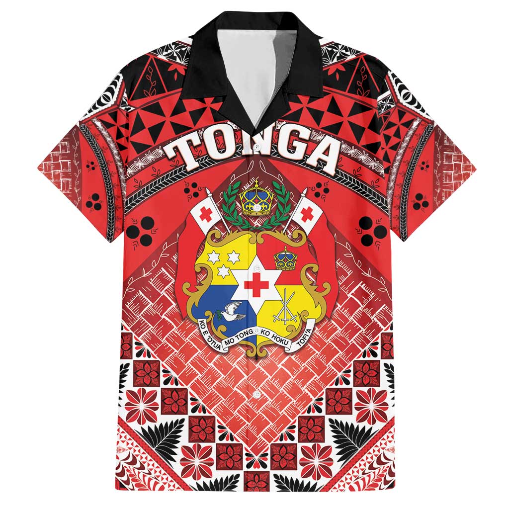 Personalised Tonga Constitution Day Family Matching Short Sleeve Bodycon Dress and Hawaiian Shirt 150 Years Jubilee LT05 Dad's Shirt - Short Sleeve Red - Polynesian Pride