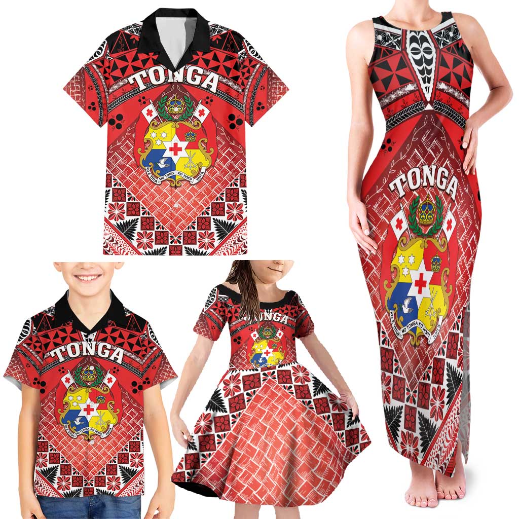 Personalised Tonga Constitution Day Family Matching Tank Maxi Dress and Hawaiian Shirt 150 Years Jubilee LT05 - Polynesian Pride