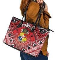 Tonga Constitution Day Leather Tote Bag 150 Years Jubilee - Polynesian Pride
