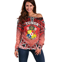 Personalised Tonga Constitution Day Off Shoulder Sweater 150 Years Jubilee - Polynesian Pride