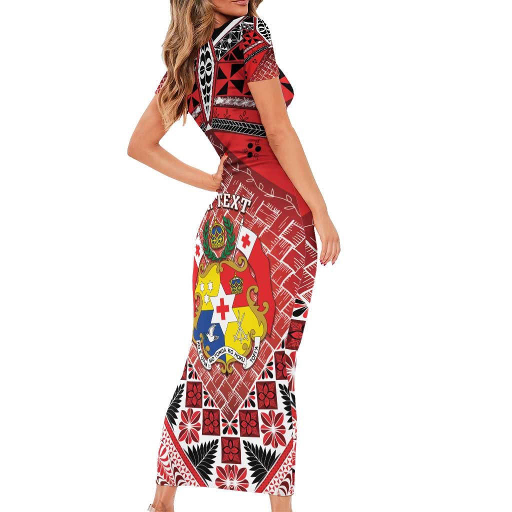 Personalised Tonga Constitution Day Short Sleeve Bodycon Dress 150 Years Jubilee - Polynesian Pride