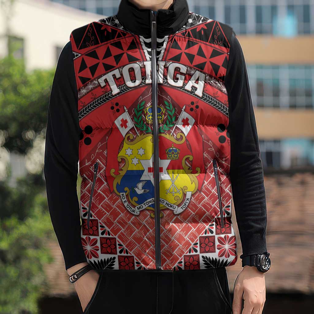 Personalised Tonga Constitution Day Sleeveless Puffer Jacket 150 Years Jubilee - Polynesian Pride