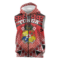 Personalised Tonga Constitution Day Sleeveless Zip Hoodie 150 Years Jubilee LT05 Red - Polynesian Pride