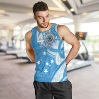 FSM Micronesia Men Tank Top 40th Independence Anniversary LT05 Blue - Polynesian Pride
