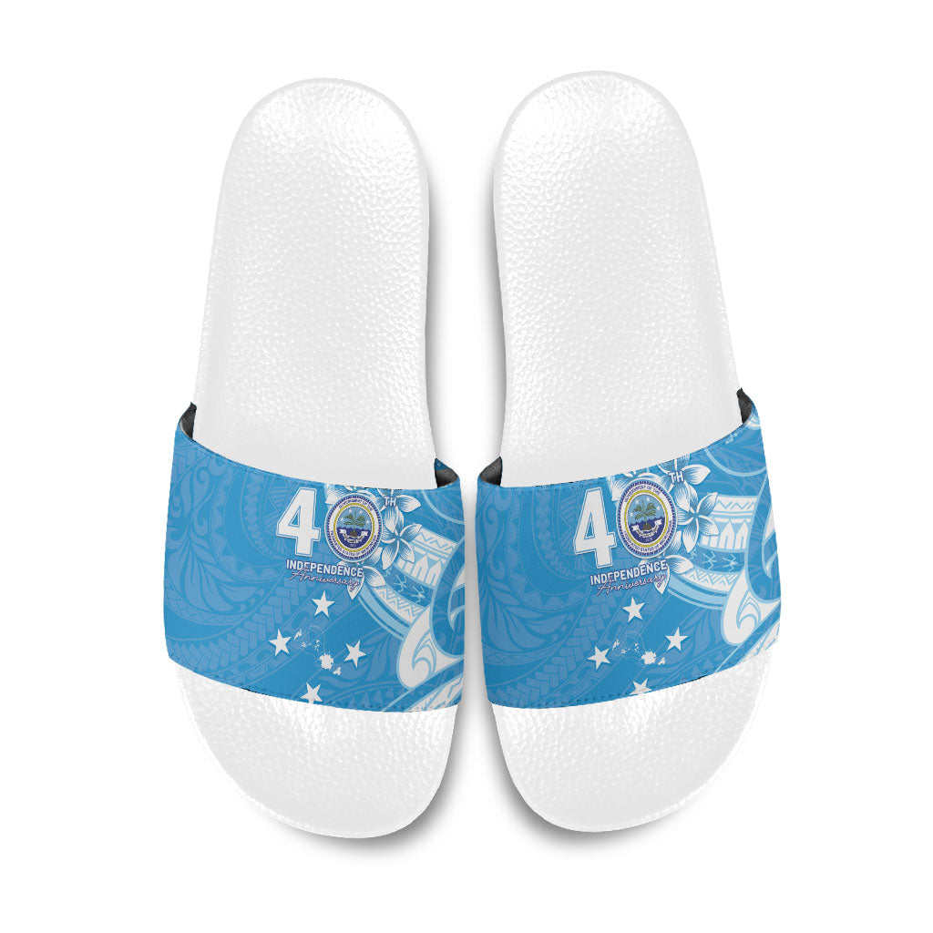 FSM Micronesia Slide Sandals 40th Independence Anniversary LT05 Blue - Polynesian Pride