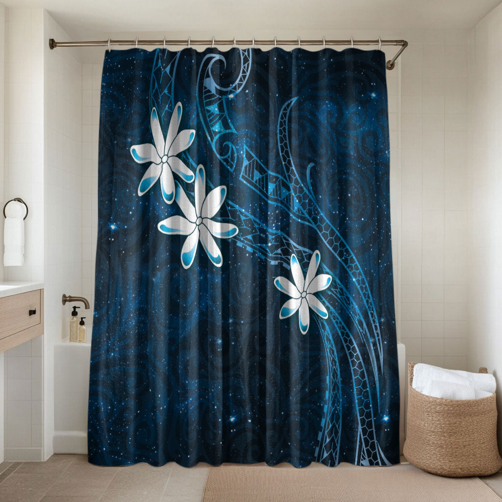 Tahiti Matarii Bathroom Set Tahitian Spring Blue Galaxy LT05 Shower Curtain Only Blue - Polynesian Pride