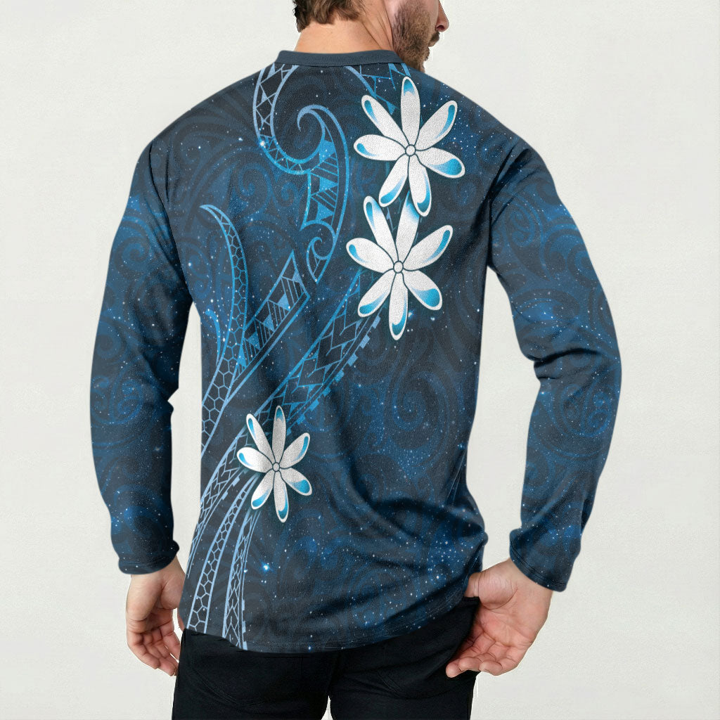 Tahiti Matarii Button Sweatshirt Tahitian Spring Blue Galaxy LT05 - Polynesian Pride