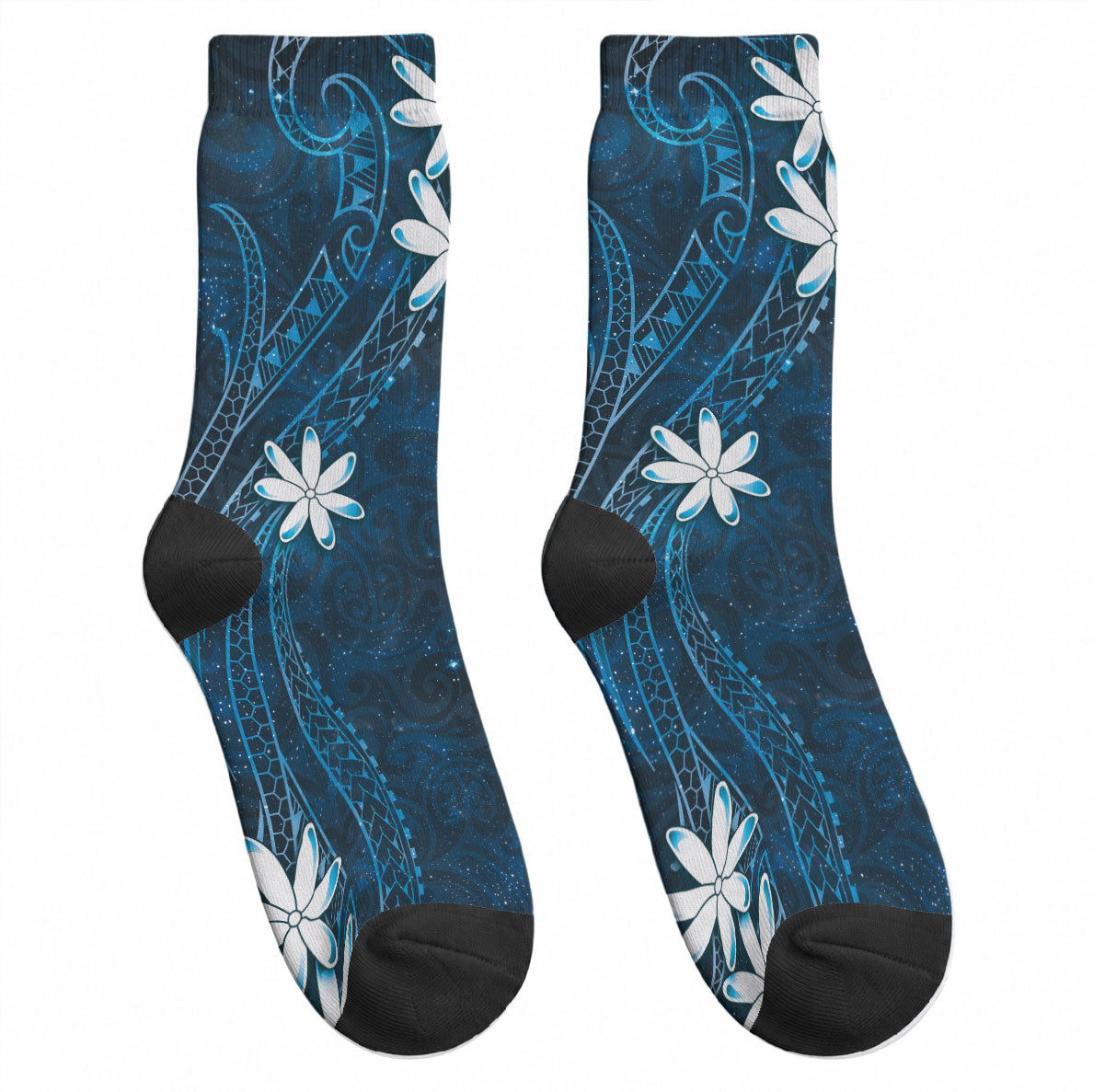Tahiti Matarii Crew Socks Tahitian Spring Blue Galaxy LT05 - Polynesian Pride