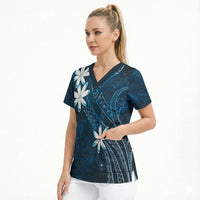 Tahiti Matarii Scrub Top Tahitian Spring Blue Galaxy LT05 - Polynesian Pride