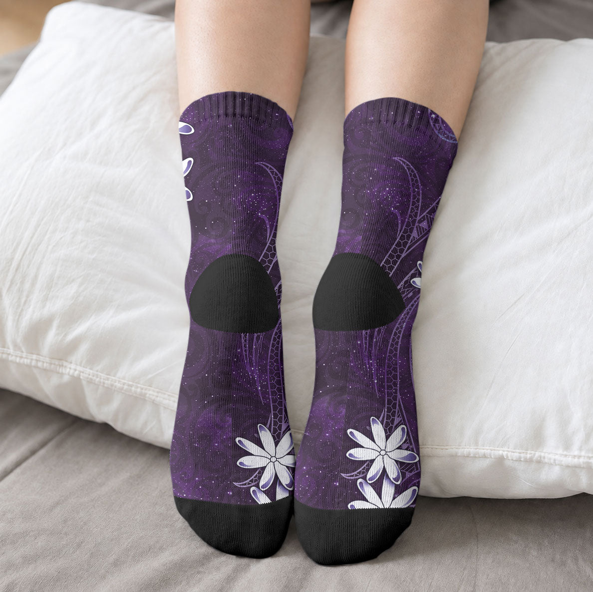 Tahiti Matarii Crew Socks Tahitian Spring Purple Galaxy LT05 - Polynesian Pride