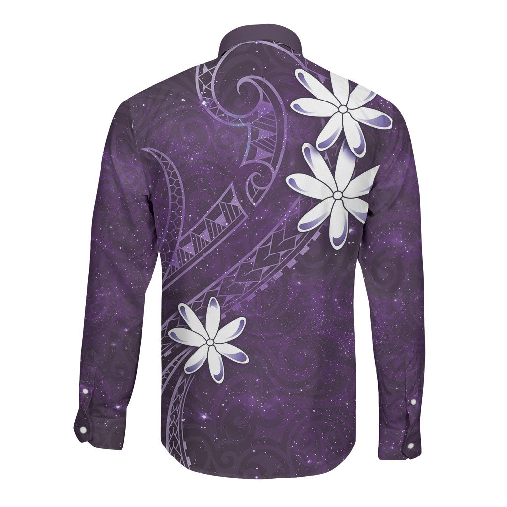 Tahiti Matarii Long Sleeve Button Shirt Tahitian Spring Purple Galaxy LT05 - Polynesian Pride