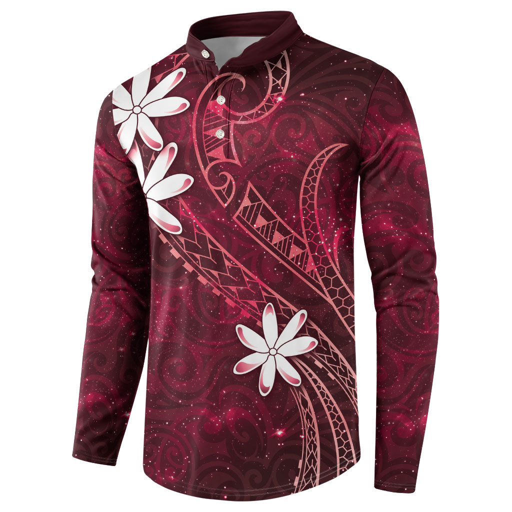 Tahiti Matarii Button Sweatshirt Tahitian Spring Red Galaxy LT05 - Polynesian Pride