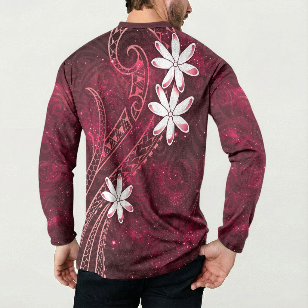 Tahiti Matarii Button Sweatshirt Tahitian Spring Red Galaxy LT05 - Polynesian Pride
