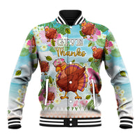 Hawaii Thanksgiving Baseball Jacket Funny Turkey Dabbing Dance LT05 Unisex Blue - Polynesian Pride