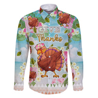 Hawaii Thanksgiving Family Matching Long Sleeve Bodycon Dress and Hawaiian Shirt Funny Turkey Dabbing Dance LT05 Dad's Shirt - Long Sleeve Blue - Polynesian Pride